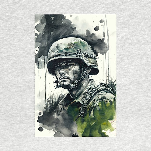 Vietnam Soldier Watercolor Painting by TortillaChief